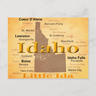 Åldras Idaho State Pride Karta Silhouette Vykort
