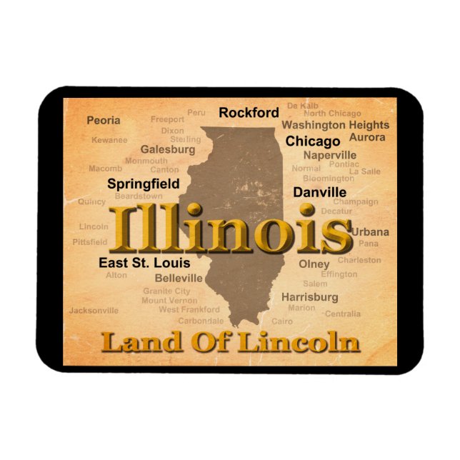Åldras Illinois State Pride Karta Silhouette Magnet (Horisontell)