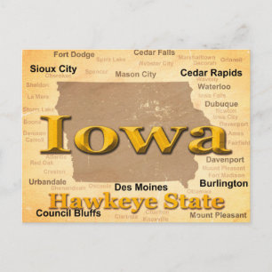 Åldras Iowa State Pride Karta Silhouette Vykort