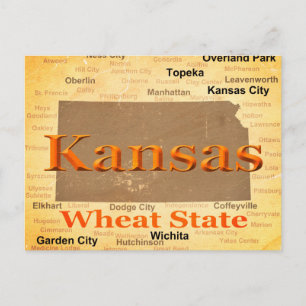 Åldras Kansas State Pride Karta Silhouette Vykort