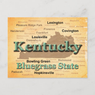 Åldras Kentucky State Pride Karta Silhouette Vykort