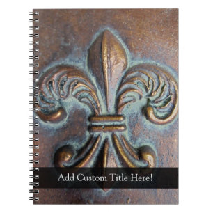 Åldras-look Fleur de Lis Anteckningsbok Med Spiral