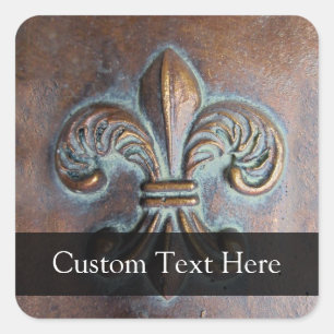 Åldras-look Fleur de Lis Fyrkantigt Klistermärke
