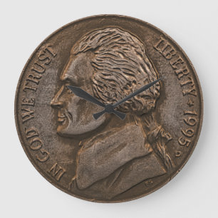 Åldras Nickel USA Currency Stor Klocka