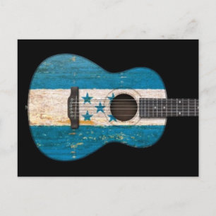 Åldras och honduras Flagga Acoustic Guitar, svart Vykort