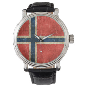 Åldras och skrapad flagga för vintage av norgen armbandsur