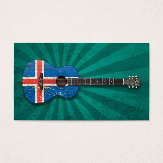 Åldras och slips på isländska Flagga Acoustic Guit Visitkort (Framsidan)