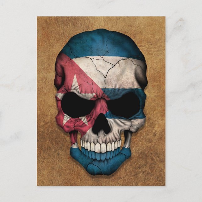 Åldras och Ware Cuban Flagga Skull Vykort (Framsida)