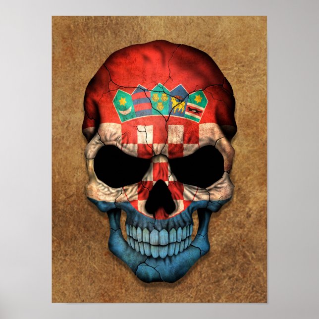 Åldras och Woran Kroan Flagga Skull Poster (Framsidan)