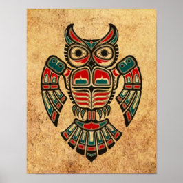 Åldras och Worn Haida Spirit Uggla Poster