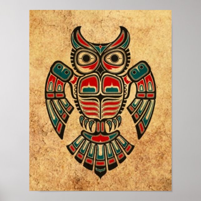 Åldras och Worn Haida Spirit Uggla Poster (Framsidan)