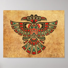 Åldras och Worn Haida Two Headed Spirit Bird Poster