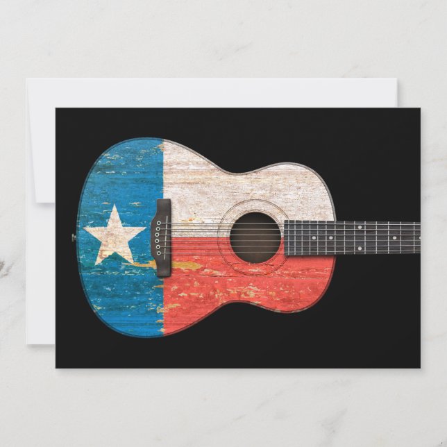 Åldras och Worn Texas Flagga Acoustic Guitar, svar (Framsida)