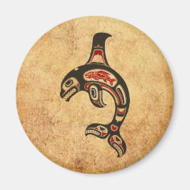 Åldras Red and Black Haida Spirit Killer Whale Magnet