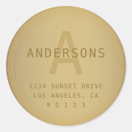 Åldras Retro Titta Monogram och Adress Runt Klistermärke