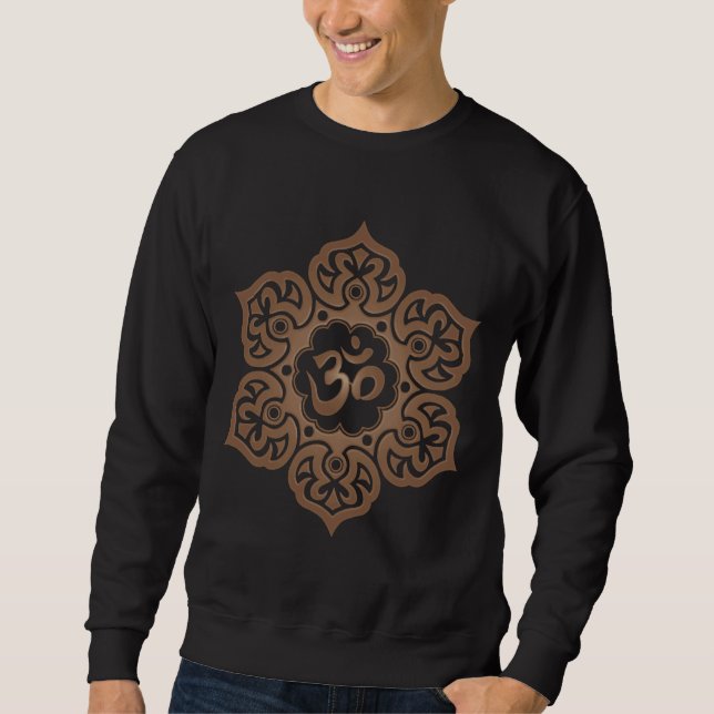 Åldras Stone Lotus Flower Yoga Om Lång Ärmad Tröja (Framsida)