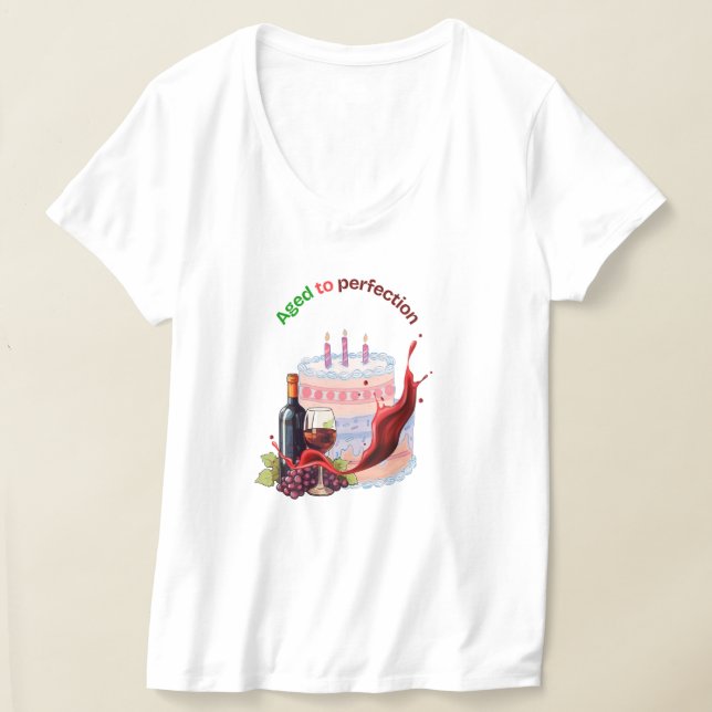 Åldras till födelsedag Vin & kummel T-Shirt (Laydown)