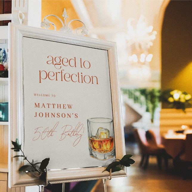Åldras till hälsningsskylt för Perfection Whiskey  Poster (Welcome Sign Mock-up)