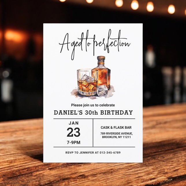 Åldras till Perfection 30th Whiskey-Födelsedagsfes Inbjudningar (Skapare uppladdad)