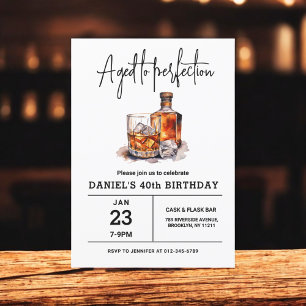 Åldras till Perfection 40th Whiskey-Födelsedagsfes Inbjudningar