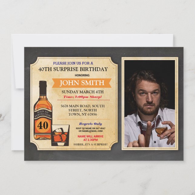Åldras till Perfection Birthday Cheers Whisky Phot Inbjudningar (Framsida)