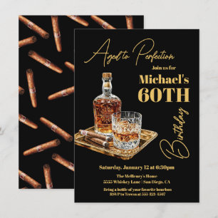 Åldras till Perfection Bourbon Cigar Birthday Inbjudningar