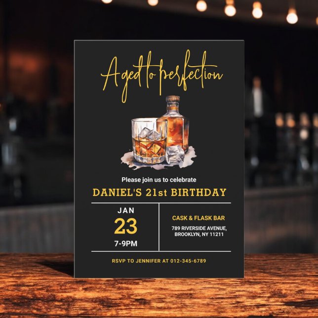 Åldras till Perfection Manar 21st Whiskey Birthday Inbjudningar (Skapare uppladdad)