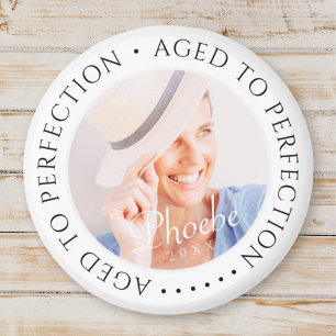 Åldras till Perfection Modern Simple Birthday Phot Magnet