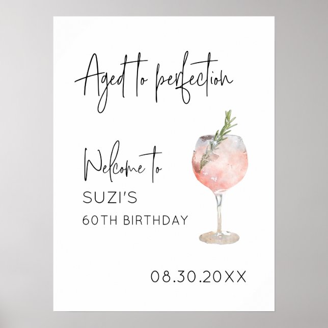 Åldras till Perfection Party Välkomstsignatur Digi Poster (Framsidan)