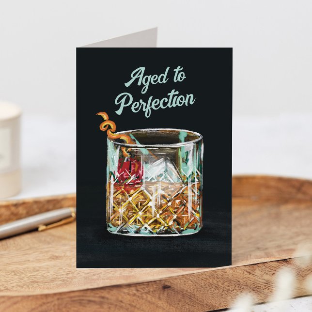 Åldras till "Perfection Top Shelf Whiskey Birthday Anteckningskort (Skapare uppladdad)
