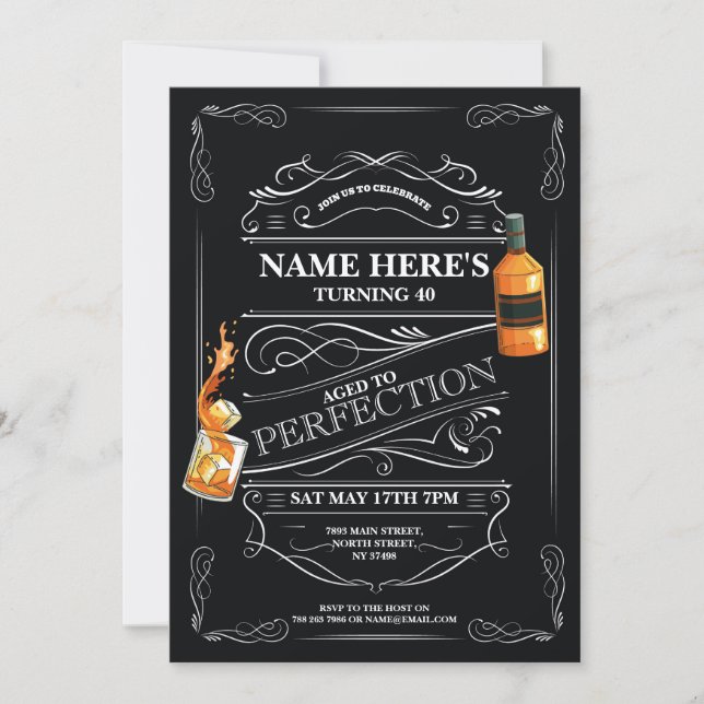 Åldras till Perfection Whiskey 50:e i alla åldrar  Inbjudningar (Framsida)