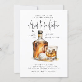 Åldras till Perfection Whiskey & Golf Manar Birthd Inbjudningar