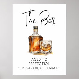 Åldras till Perfection Whiskey Pub-tecken - utskri Poster