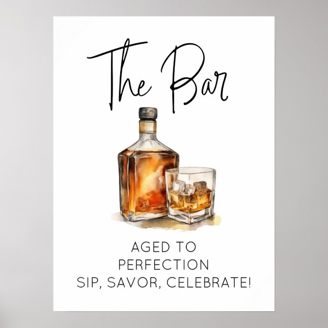 Åldras till Perfection Whiskey Pub-tecken - utskri Poster (Framsidan)