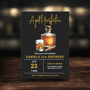 Åldras till Perfection Whisky Cigar 21:a födelseda Inbjudningar