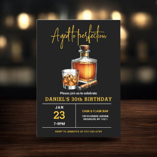 Åldras till Perfection Whisky Cigar 30års födelsed Inbjudningar