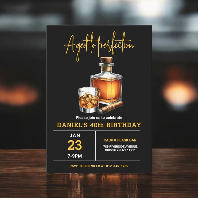 Åldras till Perfection Whisky Cigar 40 år Inbjudningar (Skapare uppladdad)