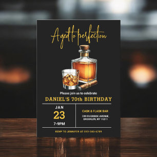 Åldras till Perfection Whisky Cigar 70:e födelseda Inbjudningar
