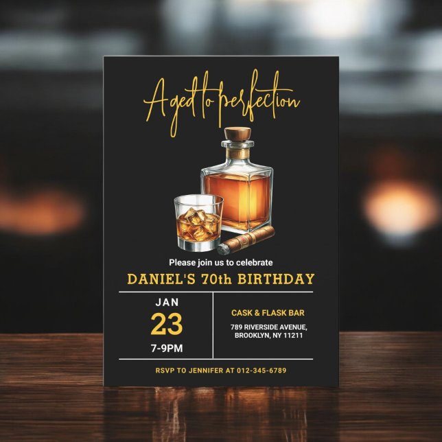 Åldras till Perfection Whisky Cigar 70:e födelseda Inbjudningar (Skapare uppladdad)