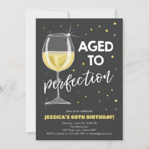 Åldras till Perfection White Vin Surprise Birthday Inbjudningar