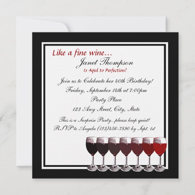 Åldras till Perfektion 40:e födelsedagen Inbjudan (Framsida)