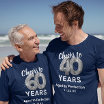 Åldras till Perfektion 40:e födelsedagen T-Shirt<br><div class="desc">Anpassningsbar blå och silver fyrtioårsdag t-shirt med fyrtio silver hellium-ballonger,  talesättet "fuskar till 40 år",  "åldras till perfektion" och datumet.</div>