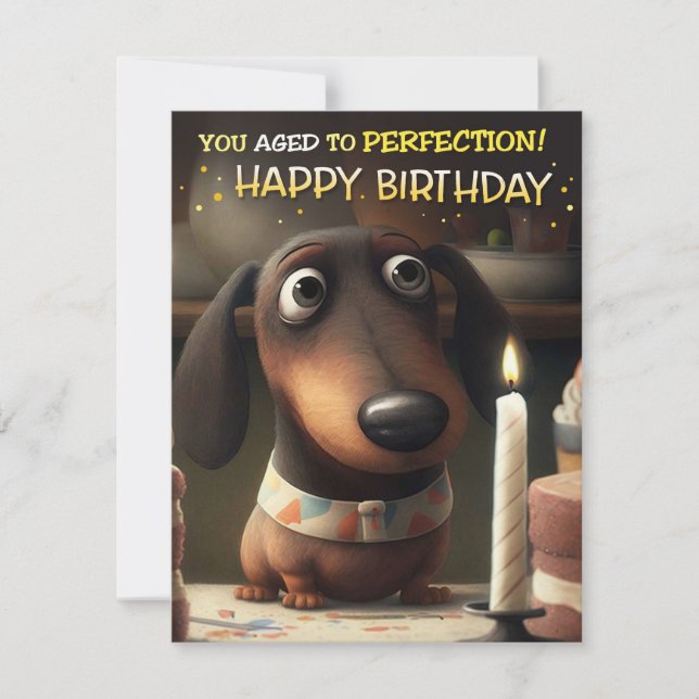 Åldras till Perfektion Hund Birthday Card Julkort (Framsida)