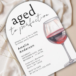 Åldras till Perfektion Vin 40:e födelsedag Party Inbjudningar