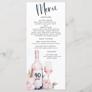 Åldras till Perfektion, Vin Theme, Winery Birthday Meny