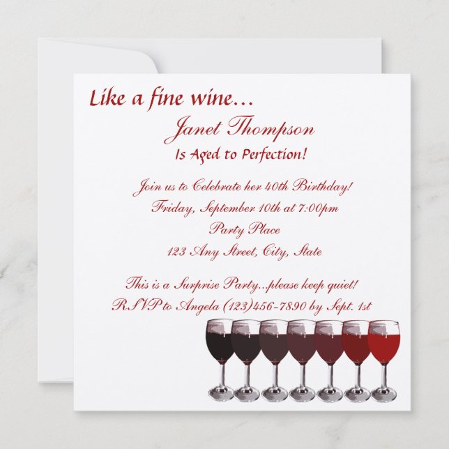 Åldras till prefektion födelsedag inbjudningar (Framsida)