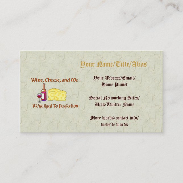 Åldrats till perfektion visitkort (Framsida)