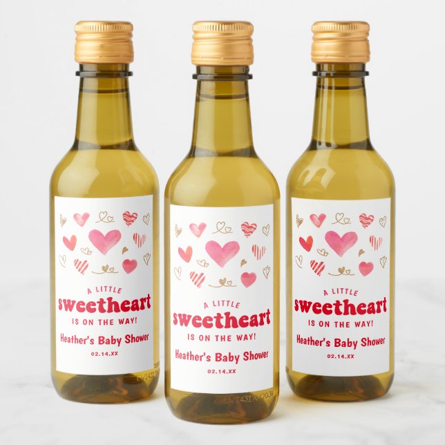 Äldre Alla hjärtans dag Baby Shower Mini Vinetikett (Flaskor)