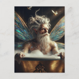 Äldre Älvkung Tar Ett Bad i Guldkar Vykort