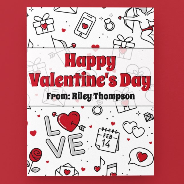 Äldre barns klassrums valentinelinjeteckning julkort (Skapare uppladdad)